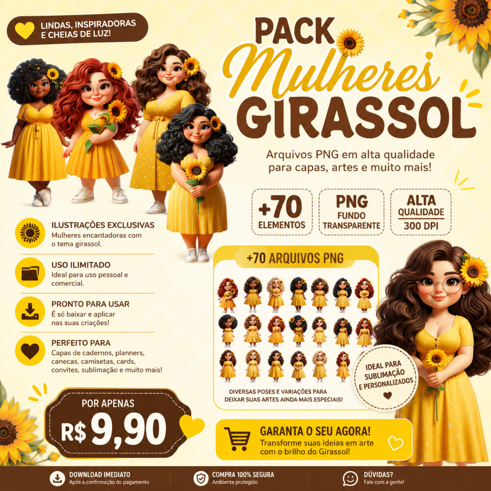 Arquivo digital Pack Mulheres Setembro Amarelo Girassol