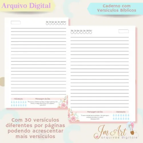 Caderno com Versículos Bíblicos Editável no Canva - Arquivo Di