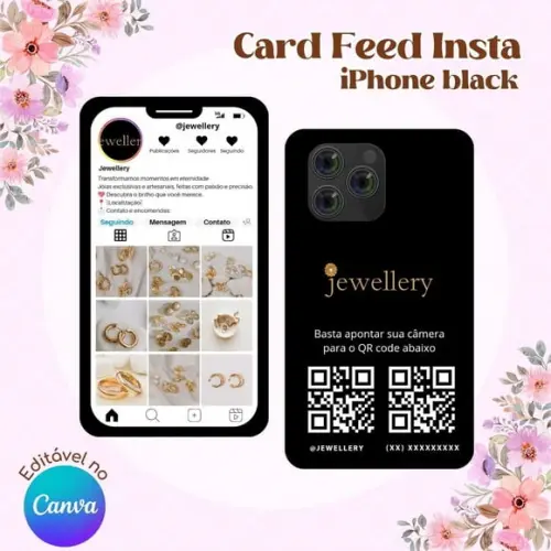Card Feed Instagram Iphone Black - Editável no Canva
