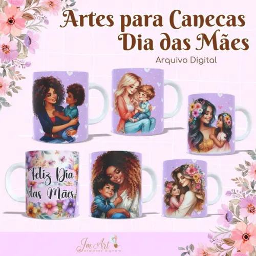 Combo Artes para Canecas Dia das Mães - Editável no Canva