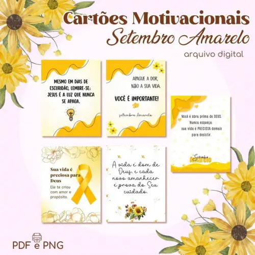 Kit Digital Cartões Motivacionais Setembro Amarelo