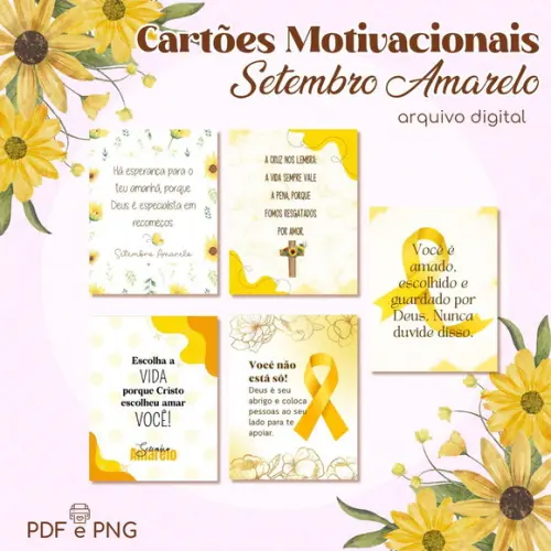 Kit Digital Cartões Motivacionais Setembro Amarelo