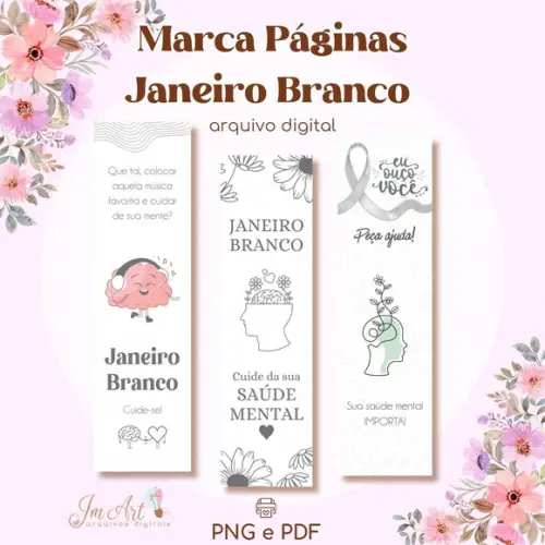 Kit Marca Páginas Janeiro Branco - Arquivo Digital