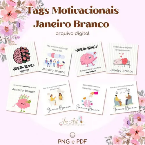 Kit Tags Motivacionais Janeiro Branco - Arquivo Digital