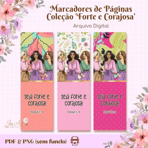 Marca Páginas Coleção Forte e Corajosa Kit Digital