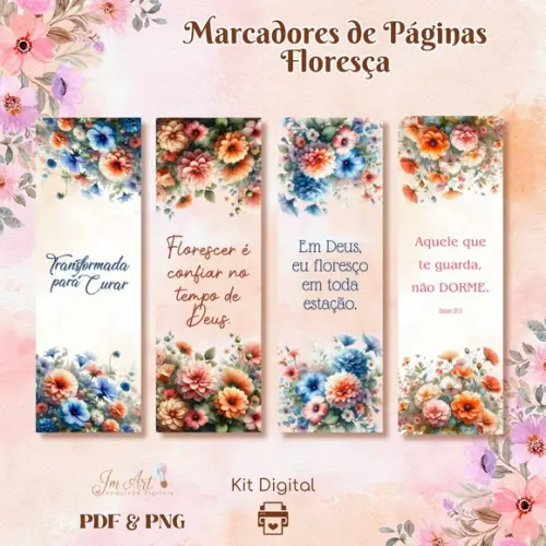 Marcador Páginas Floresça 2 - Kit Digital