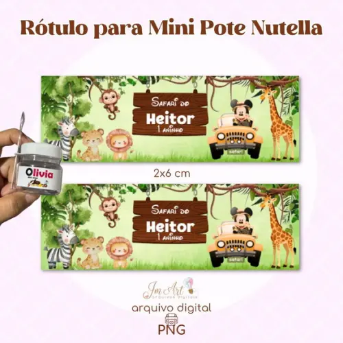 Rótulo Mini Pote Nutella Safari do Mickey ( Arquivo Digital)