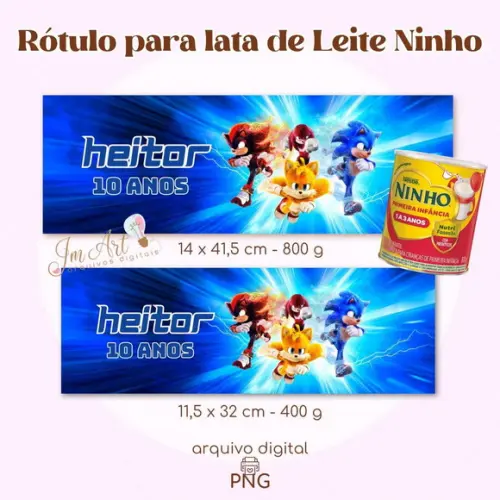Rótulo para Lata de Leite Ninho Sonic - Mod 3 ( Arquivo Digital)