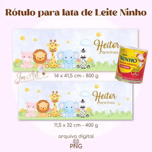 Rótulo para Lata Safari Fofo Menino ( Arquivo Digital)