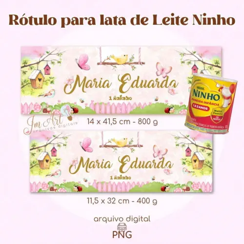Rótulo para Lata de Leite Ninho Jardim Encantado 3 ( Arquivo Digital)