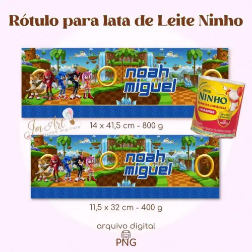 Rótulo para Lata de Leite Ninho Sonic - Mod 1 ( Arquivo Digital)