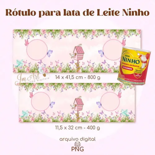 Rótulos para Lata de Leite Ninho Jardim Encantado ( Arquivo Digital)