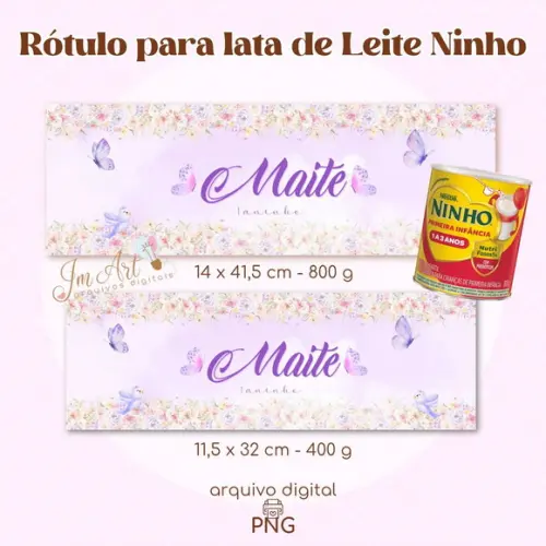 Rótulo para Latas de Leite Ninho Jardim de Borboletas 2 (arquivo Digital)