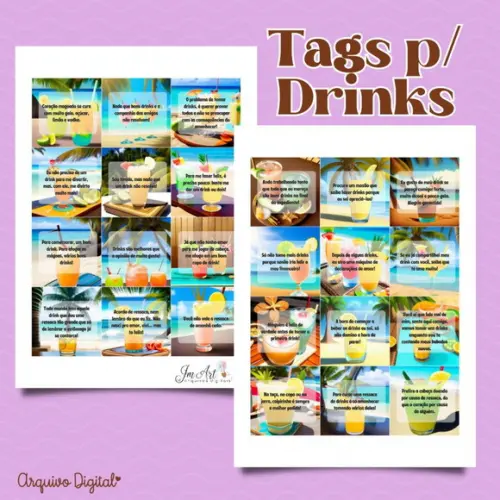 Tags para Drinks "tropical" - Arte Digital