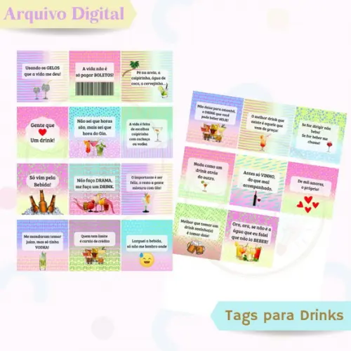 Tags para Drinks #1 Neon - Arte Digital