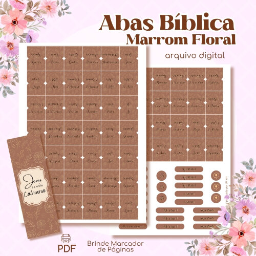 Abas Bíblicas Marrom Floral - Arquivo Digital