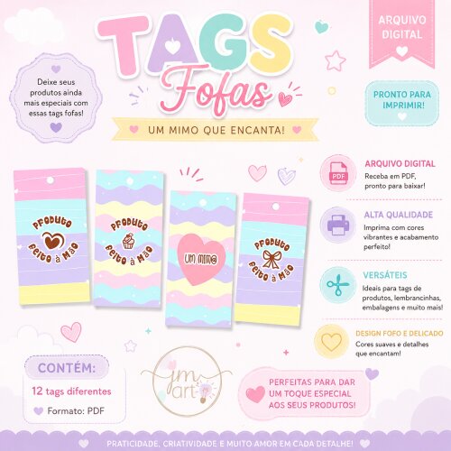 Tags Fofas para Embalagens -Arte Digital