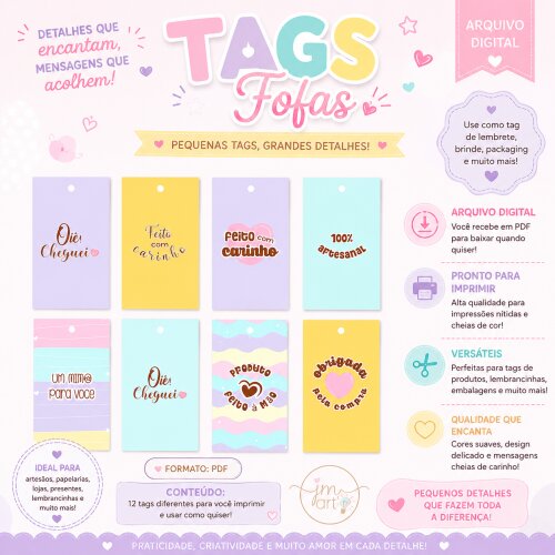 Tags Fofas para Embalagens -Arte Digital