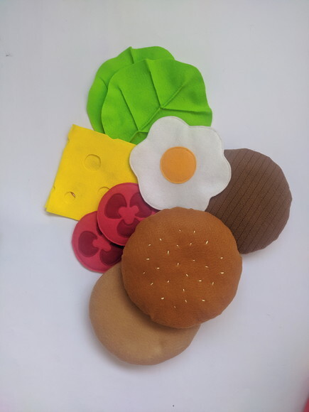 Kit Hambúrguer e Batatinhas de Feltro Educativo Pedagógico