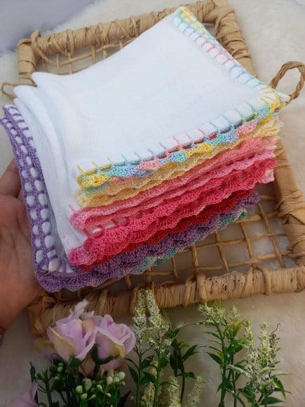 10x Fralda de Boca Crochê 100% Algodão Babita Paninho Bebê