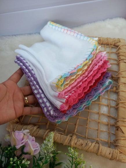 10x Fralda de Boca Crochê 100% Algodão Babita Paninho Bebê