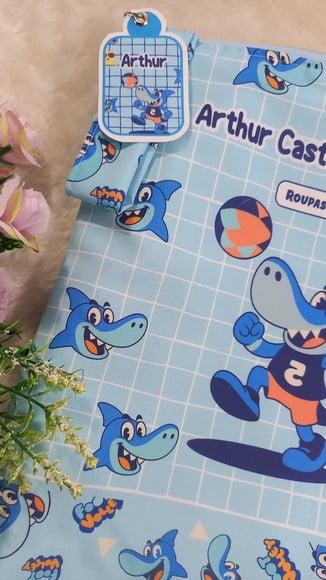 1x Saquinho para Roupas Personalizado Tubarão Futevôlei