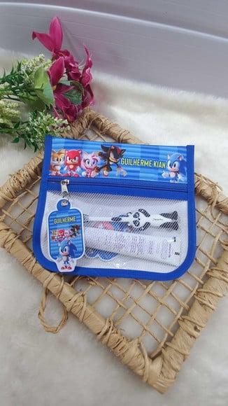 2x Estojo Higiene Bucal Personalizado Sonic Lista Escolar