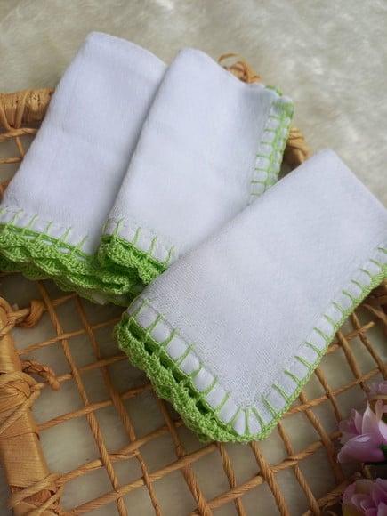 3x Fralda de Boca Crochê 100% Algodão Babita Paninho Bebê
