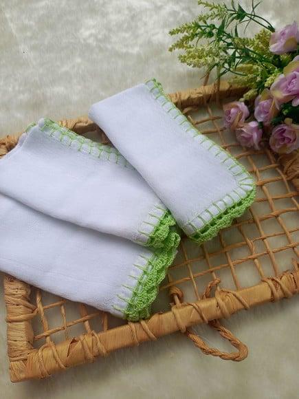 3x Fralda de Boca Crochê 100% Algodão Babita Paninho Bebê