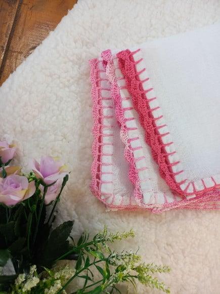 3x Fralda de Boca Crochê 100% Algodão Babita Paninho Bebê
