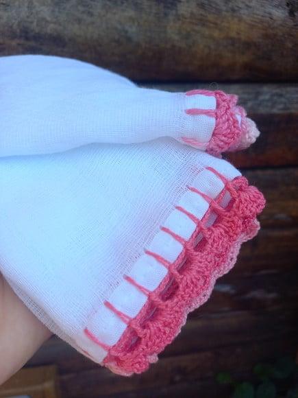3x Fralda de Boca Crochê 100% Algodão Babita Paninho Bebê