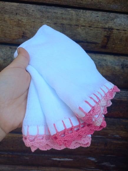 3x Fralda de Boca Crochê 100% Algodão Babita Paninho Bebê