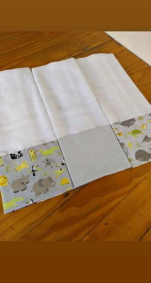 3x Fralda Ombro Pano Babete 100% Algodão Enxoval do Bebê.