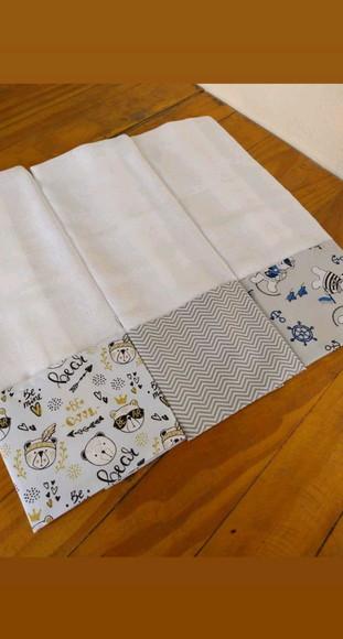 3x Fralda Ombro Pano Babete 100% Algodão Enxoval do Bebê.
