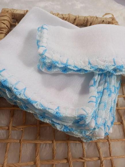 5x Fralda de Boca Crochê 100% Algodão Babita Paninho Bebê