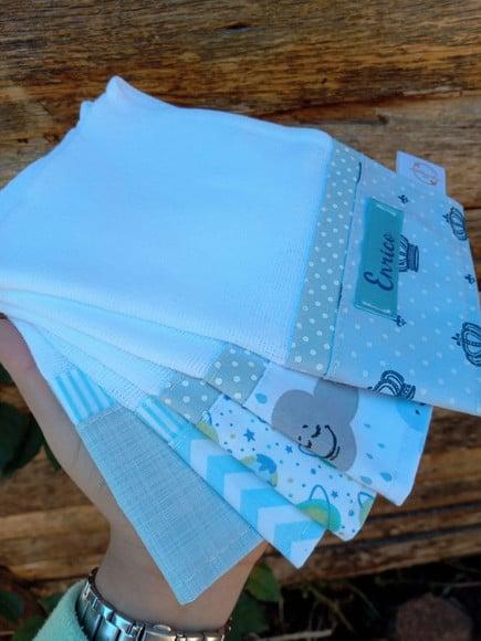 5x Fraldinha Boca Personaliza 100% Algodão Pano do Bebê.