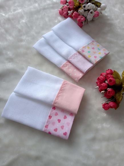 5x Fraldinha Comum Boca Babete 100% Algodão Enxoval do Bebê.