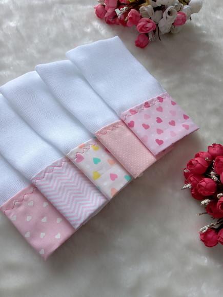 5x Fraldinha Comum Boca Babete 100% Algodão Enxoval do Bebê.