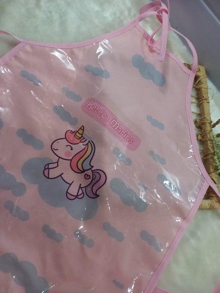 Avental Infantil para Escola, Forrado com Plástico na Frente