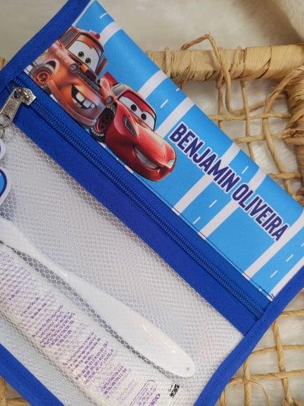 Estojo Higiene Bucal Personalizado Carros Nome Lista Escolar
