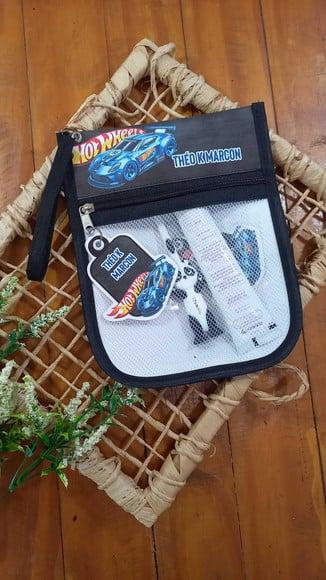 Estojo Higiene Bucal Personalizado Hot Wheels Nome com Alça