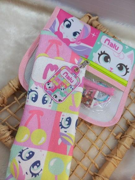 Estojo Higiene Bucal Personalizado Puket Gatinha Toalhinha.