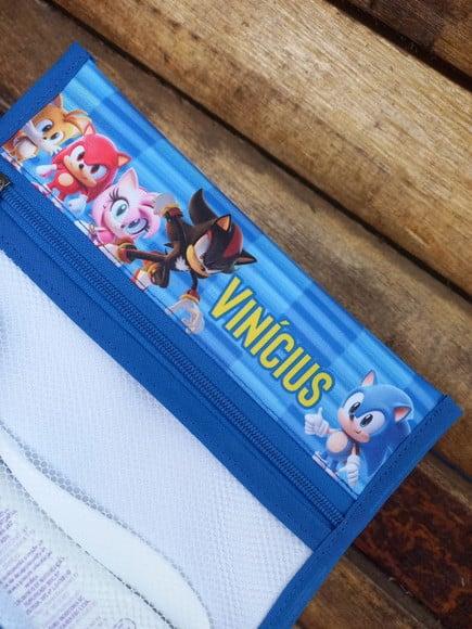 Estojo Higiene Bucal Personalizado Sonic Nome Lista Escolar