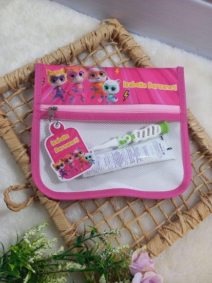 Estojo Higiene Bucal Personalizado Tema Nome Lista Escolar