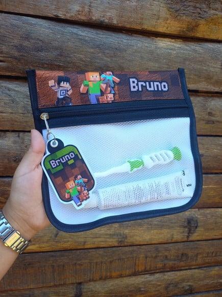 Estojo Higiene Bucal Personalizado Tema Nome Lista Escolar
