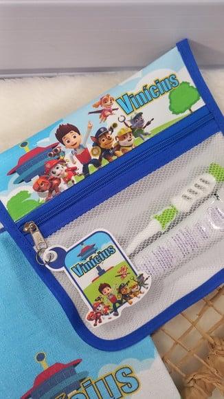 Estojo, Higiene Bucal Personalizado com Toalhinha, Escolinha