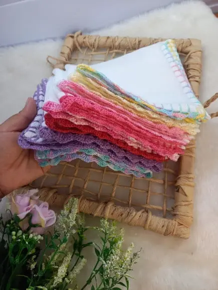 10x Fralda de Boca Crochê 100% Algodão Babita Paninho Bebê