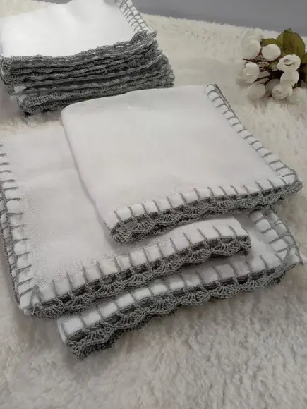 10x Fralda de Boca Crochê 100% Algodão Babita Paninho Bebê
