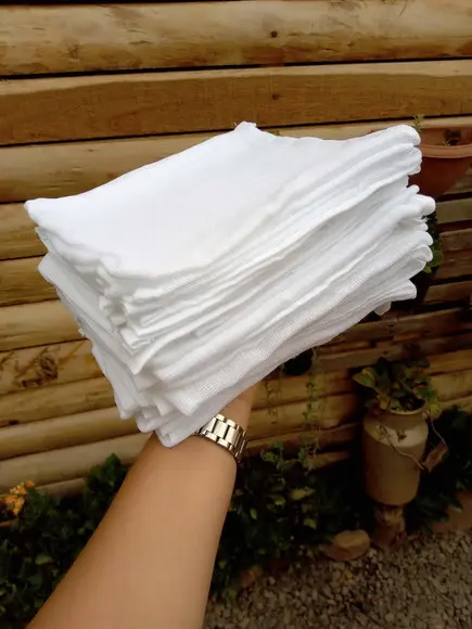 10x Fralda de Boca Pano Branca 100% Algodão com Bainha 36x40