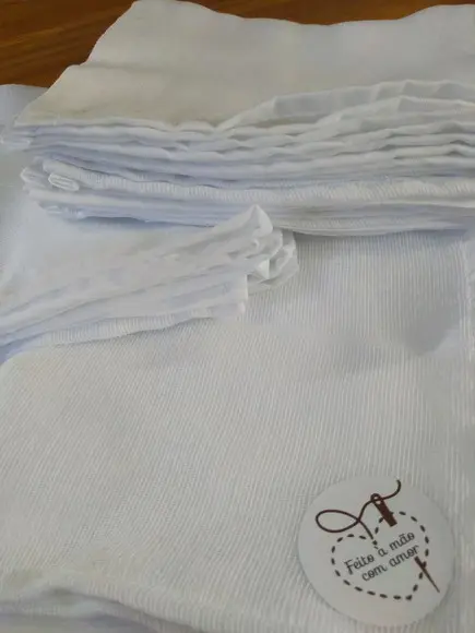 10x Fralda de Ombro Branca 100% Algodão em Bainha 36x80